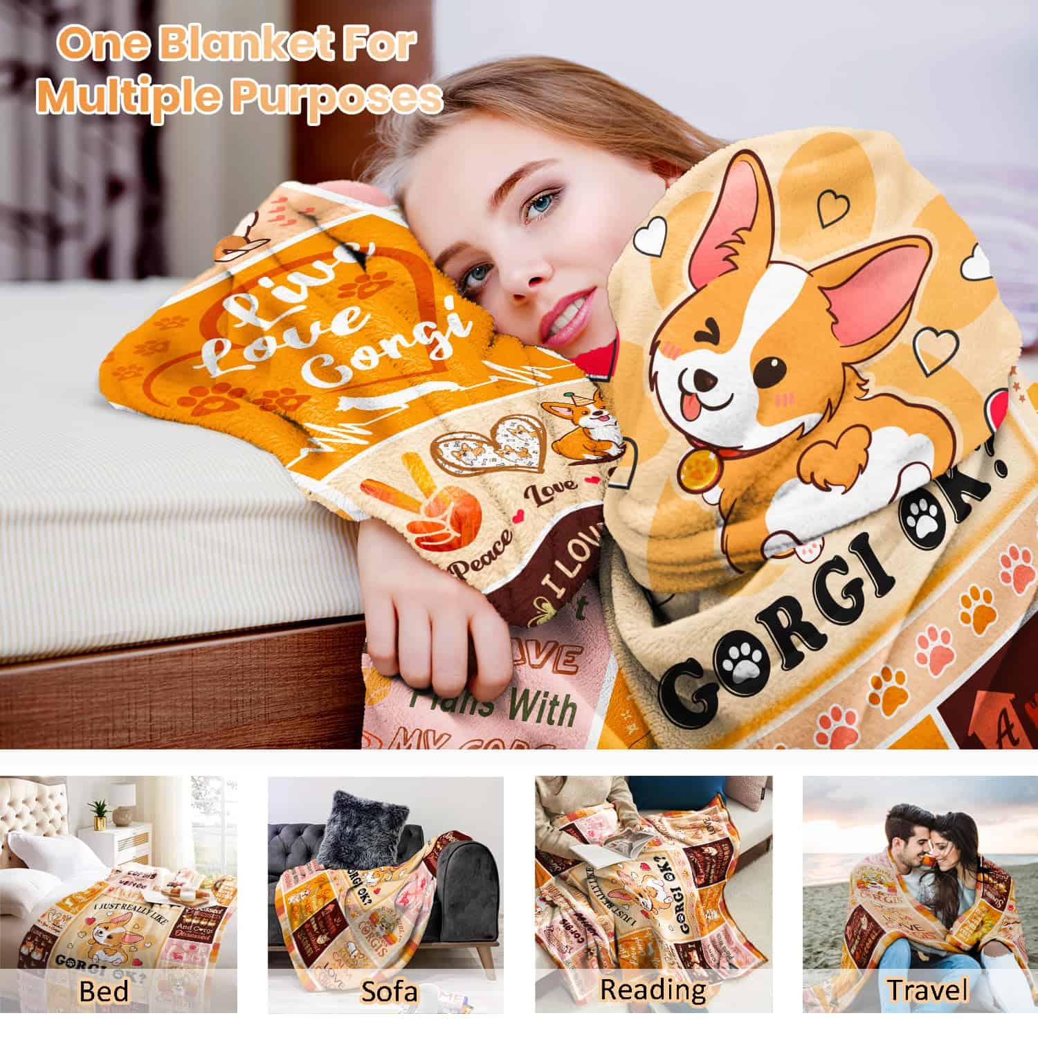 Manta CITYSONG de Corgi, Regalos de Corgi para Niñas y - Imagen 5