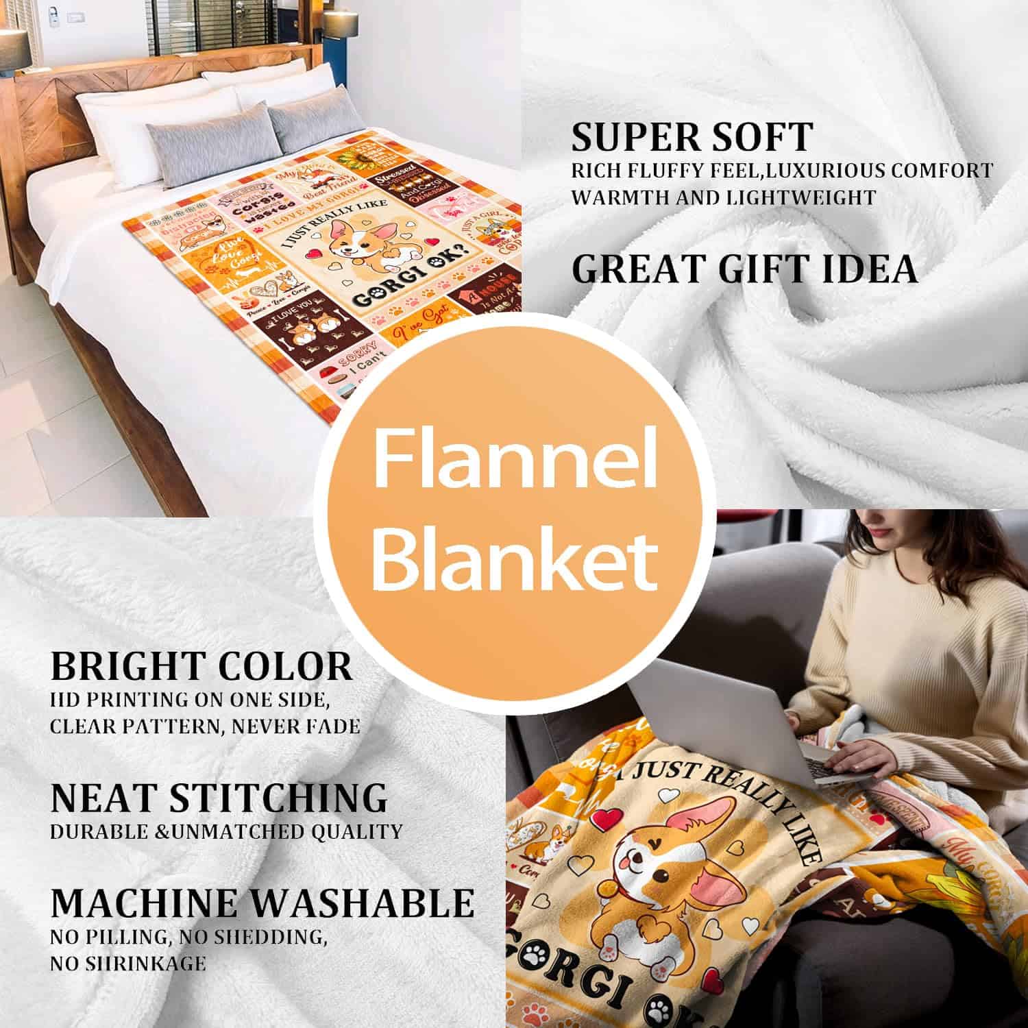 Manta CITYSONG de Corgi, Regalos de Corgi para Niñas y - Imagen 7