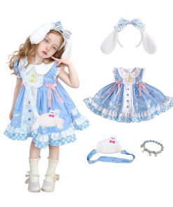 HEIMINGDAN Vestido de Anime Azul para Niñas Lindo Disfraz