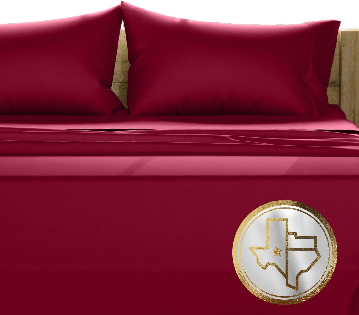 TEXAS LINEN CO. Juego de Sábanas de Algodón -Borgoña