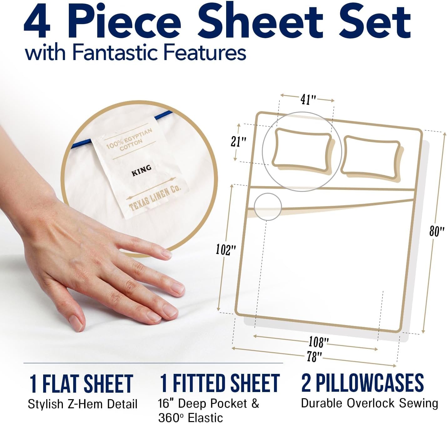 TEXAS LINEN CO. Juego de Sábanas de Algodón -Borgoña - Imagen 6