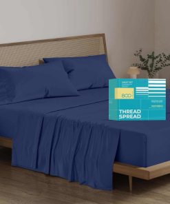 Juego de sábanas de algodón egipcio 100% -Azul marino