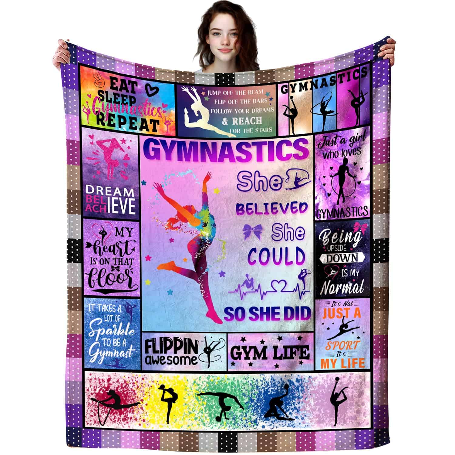 Manta de Tiro de Gimnasia Plush Fleece Suave Ligera Manta