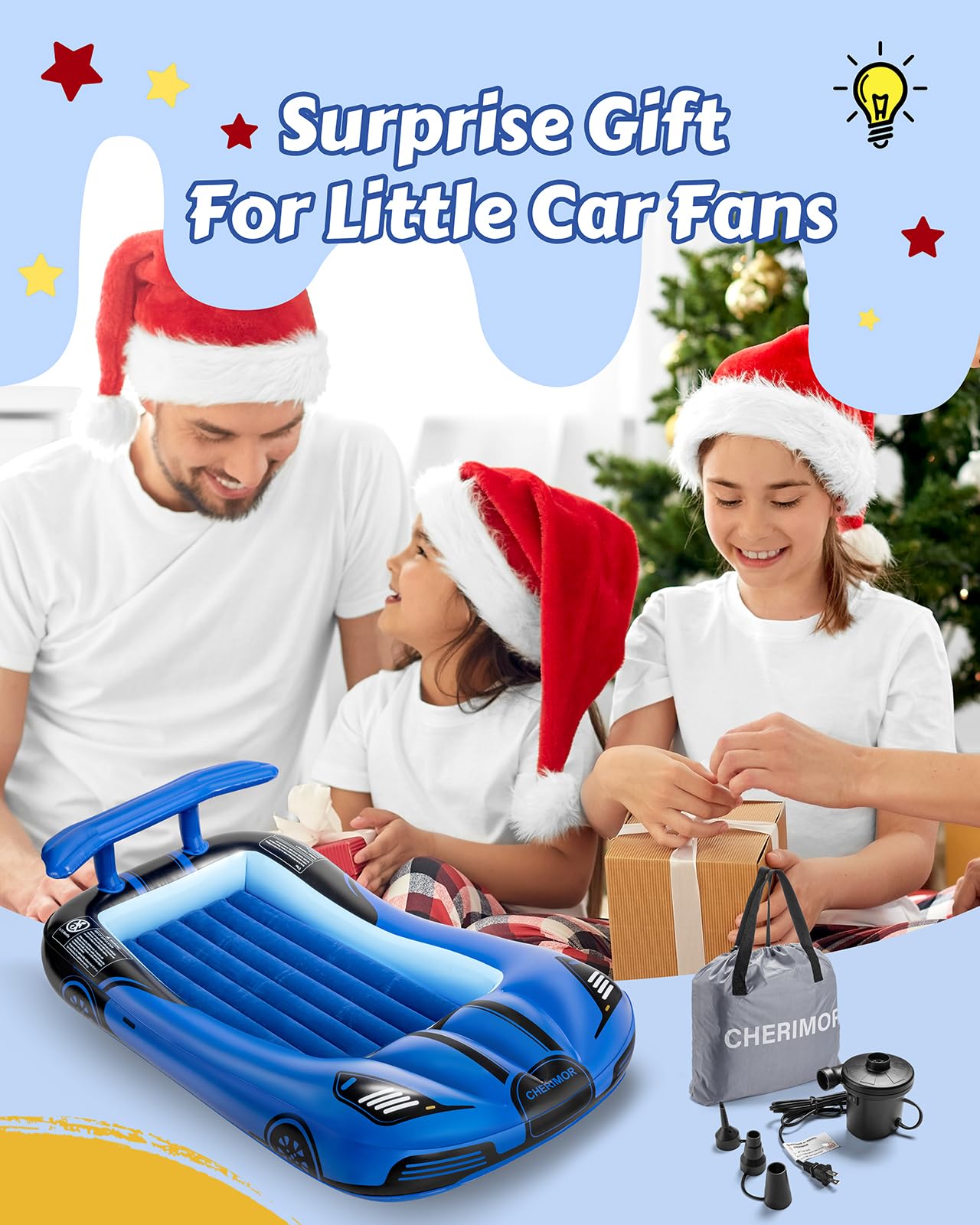 Cama de viaje inflable para niños con protectores de - Imagen 7