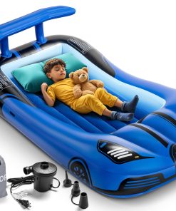 Cama de viaje inflable para niños con protectores de