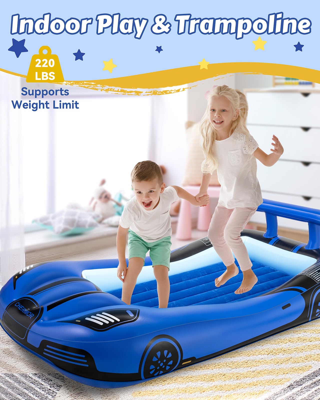 Cama de viaje inflable para niños con protectores de - Imagen 4
