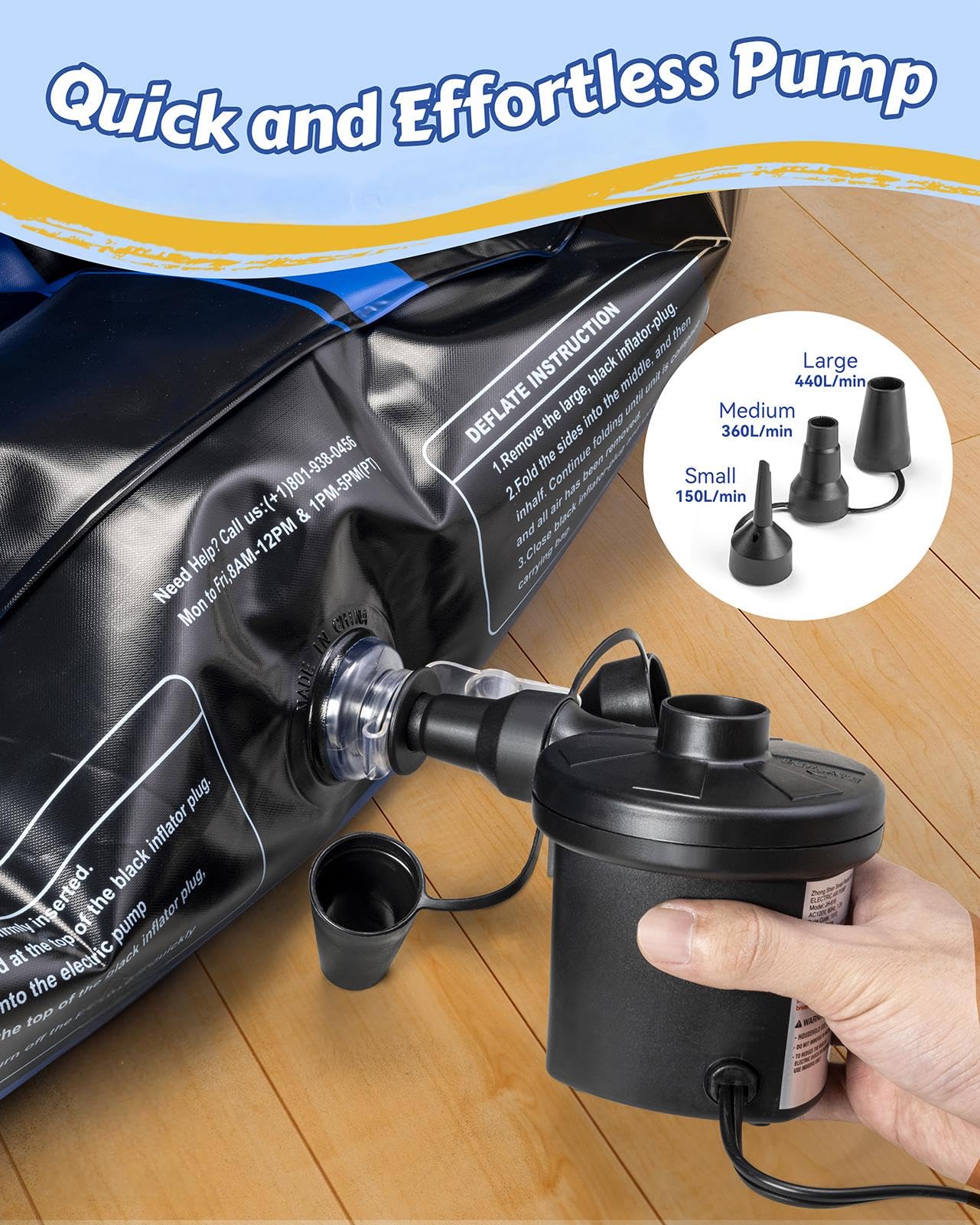 Cama de viaje inflable para niños con protectores de - Imagen 6