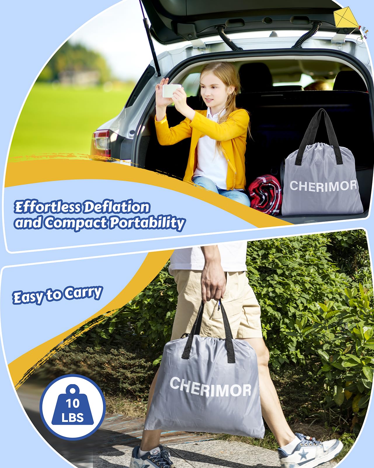 Cama de viaje inflable para niños con protectores de - Imagen 9