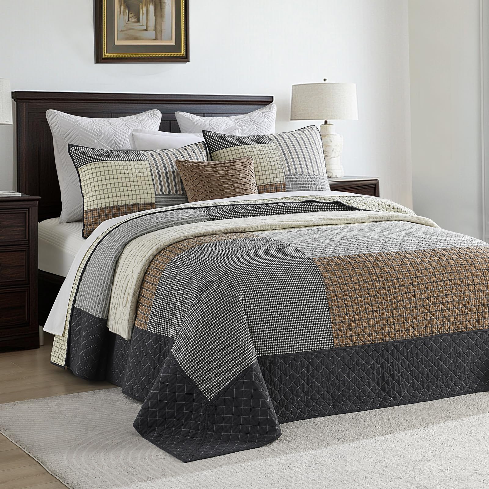 SahSahCasa 100% Algodón 120"x120" Cobertor Colcha Edredón