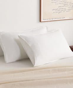 Fundas de Almohada de Lino Francés NTBAY - -Blanco