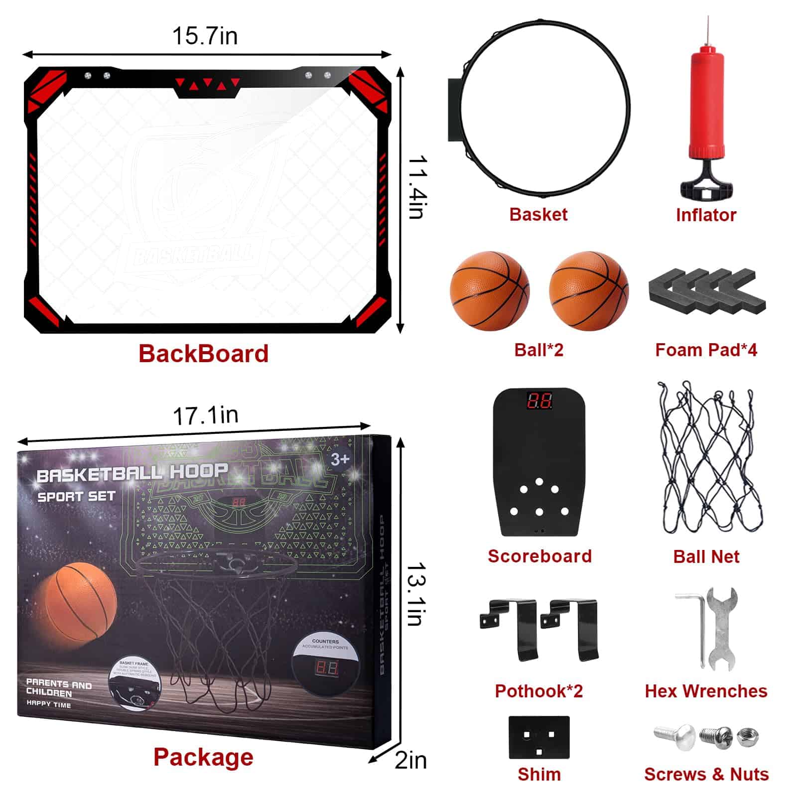 Aro de Baloncesto Interior para Niños Cecnamt, Canasta de - Imagen 3