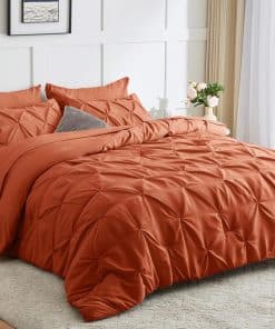 Juego de Edredón HIMEET en Naranja Quemado Tamaño Queen 7