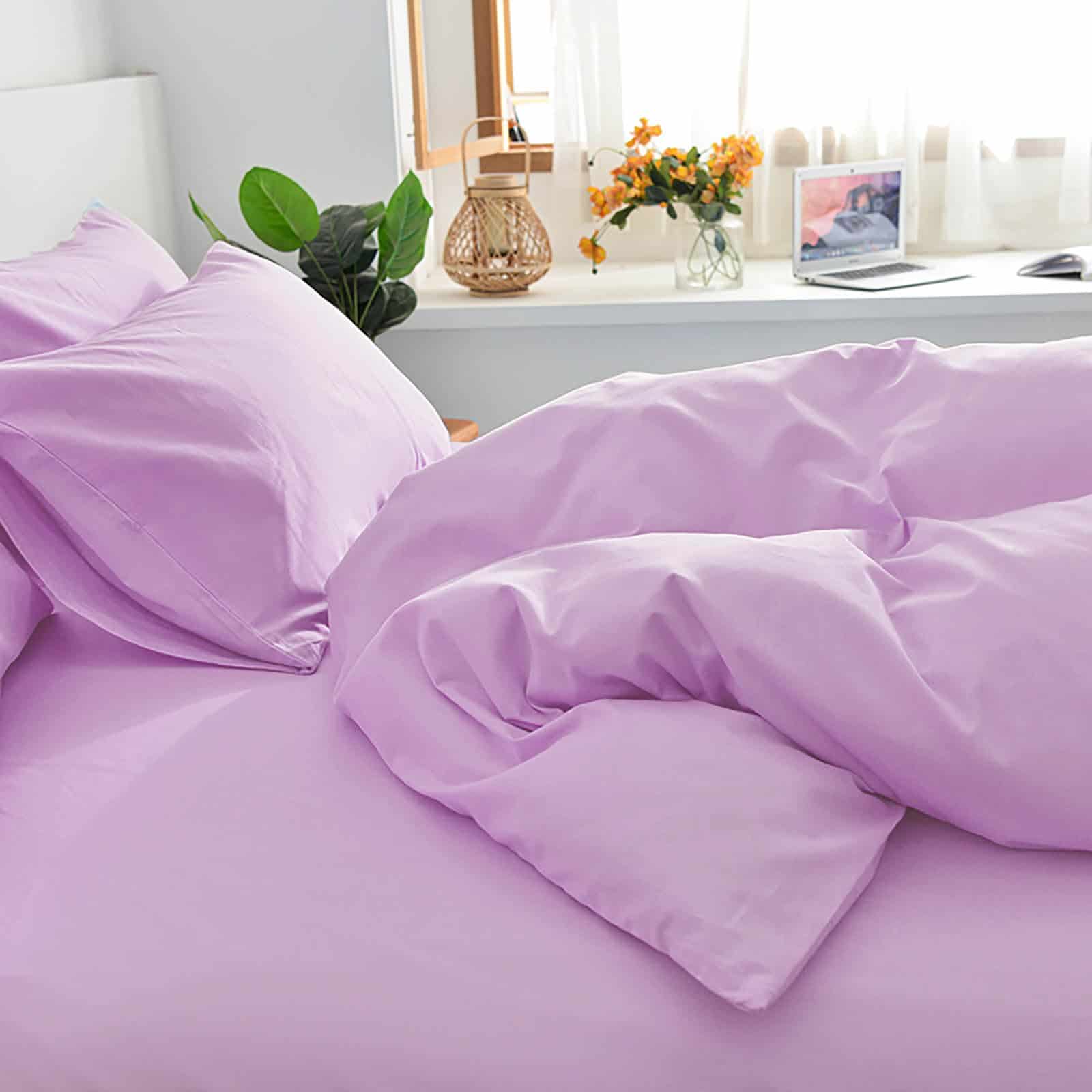 Juego de Funda de Edredón Grisáceo Morado Tamaño Queen de 3 - Imagen 3