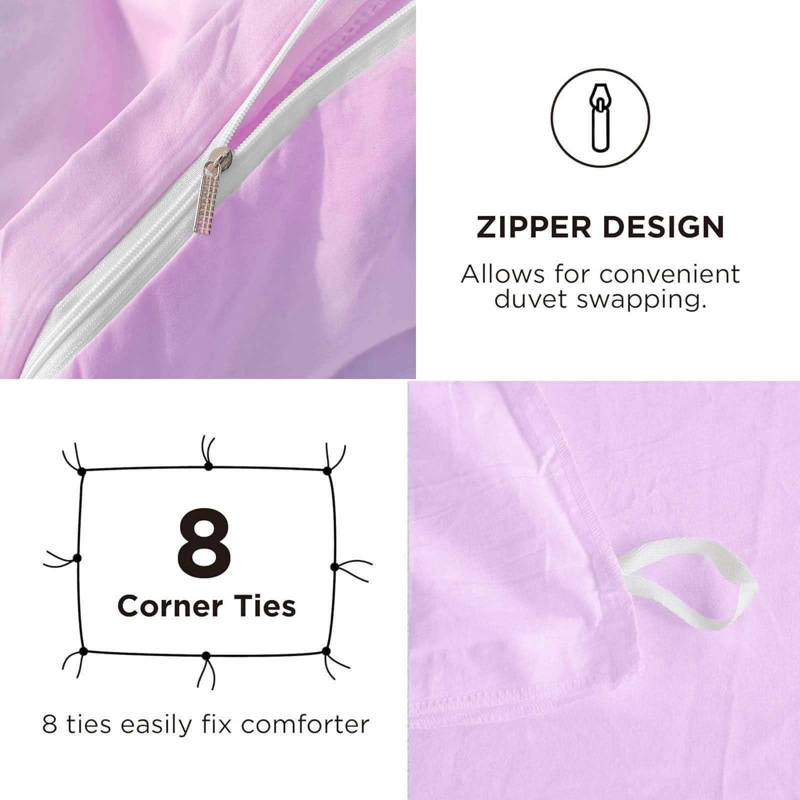 Juego de Funda de Edredón Grisáceo Morado Tamaño Queen de 3 - Imagen 6