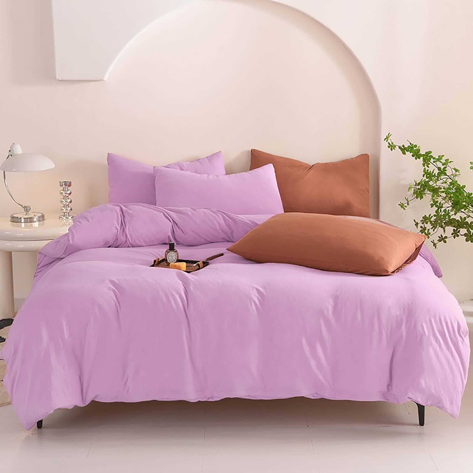 Juego de Funda de Edredón Grisáceo Morado Tamaño Queen de 3