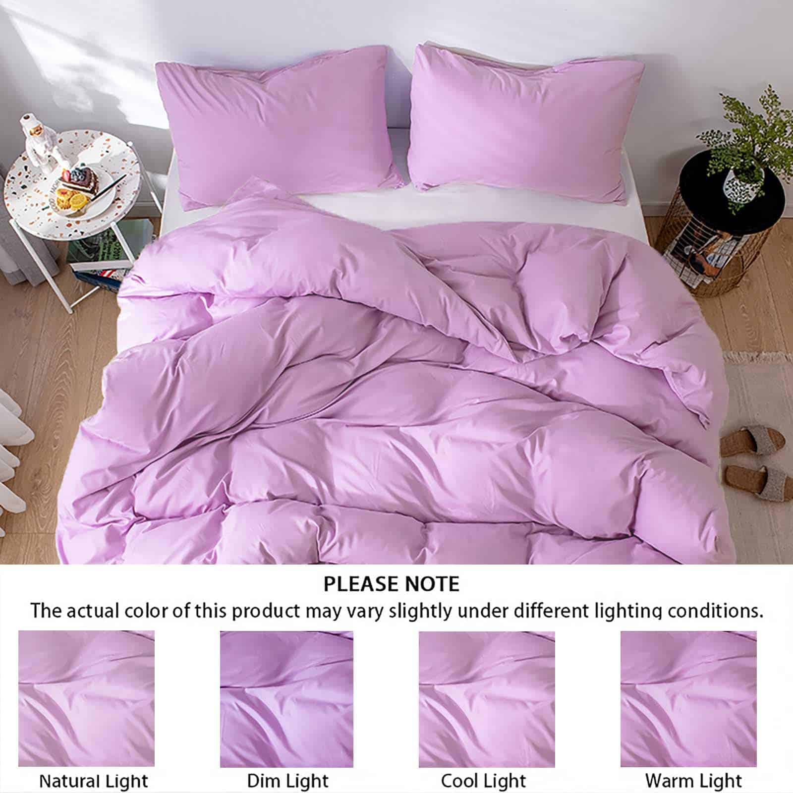 Juego de Funda de Edredón Grisáceo Morado Tamaño Queen de 3 - Imagen 5