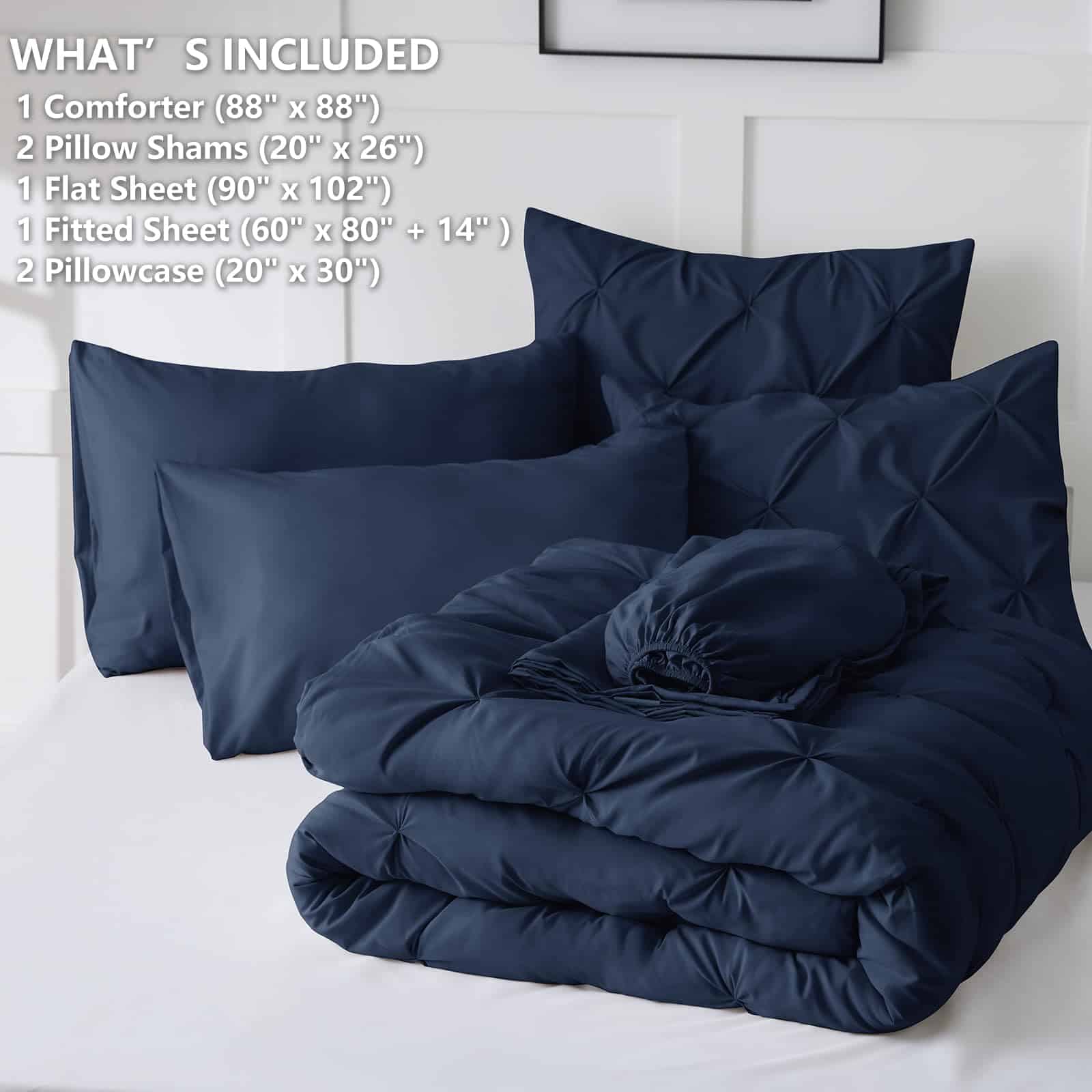 HIMEET- Juego de Edredón Azul Marino Tamaño Queen 7 Piezas - Imagen 7