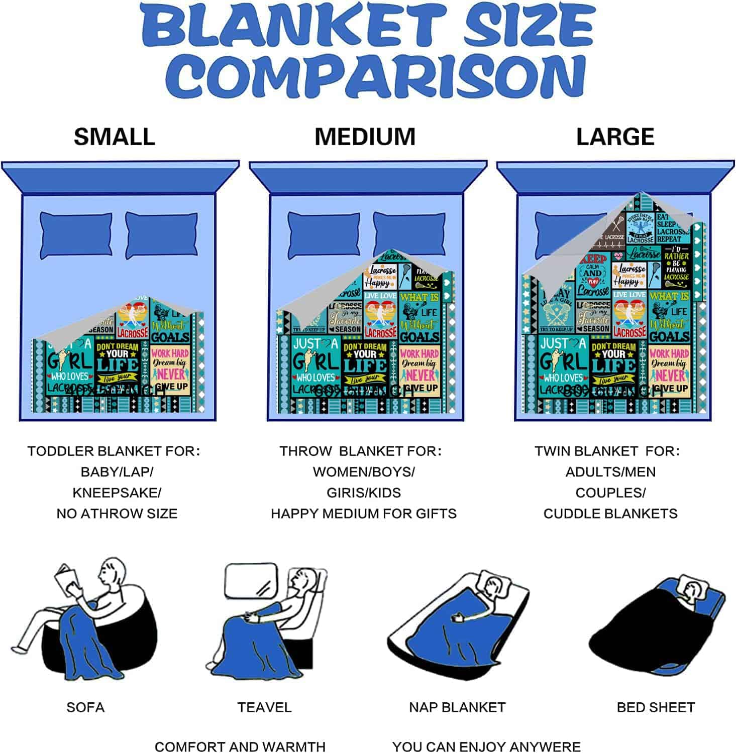 Manta de Lacrosse Ultra Suave en Franela para Adultos Niñas - Imagen 8