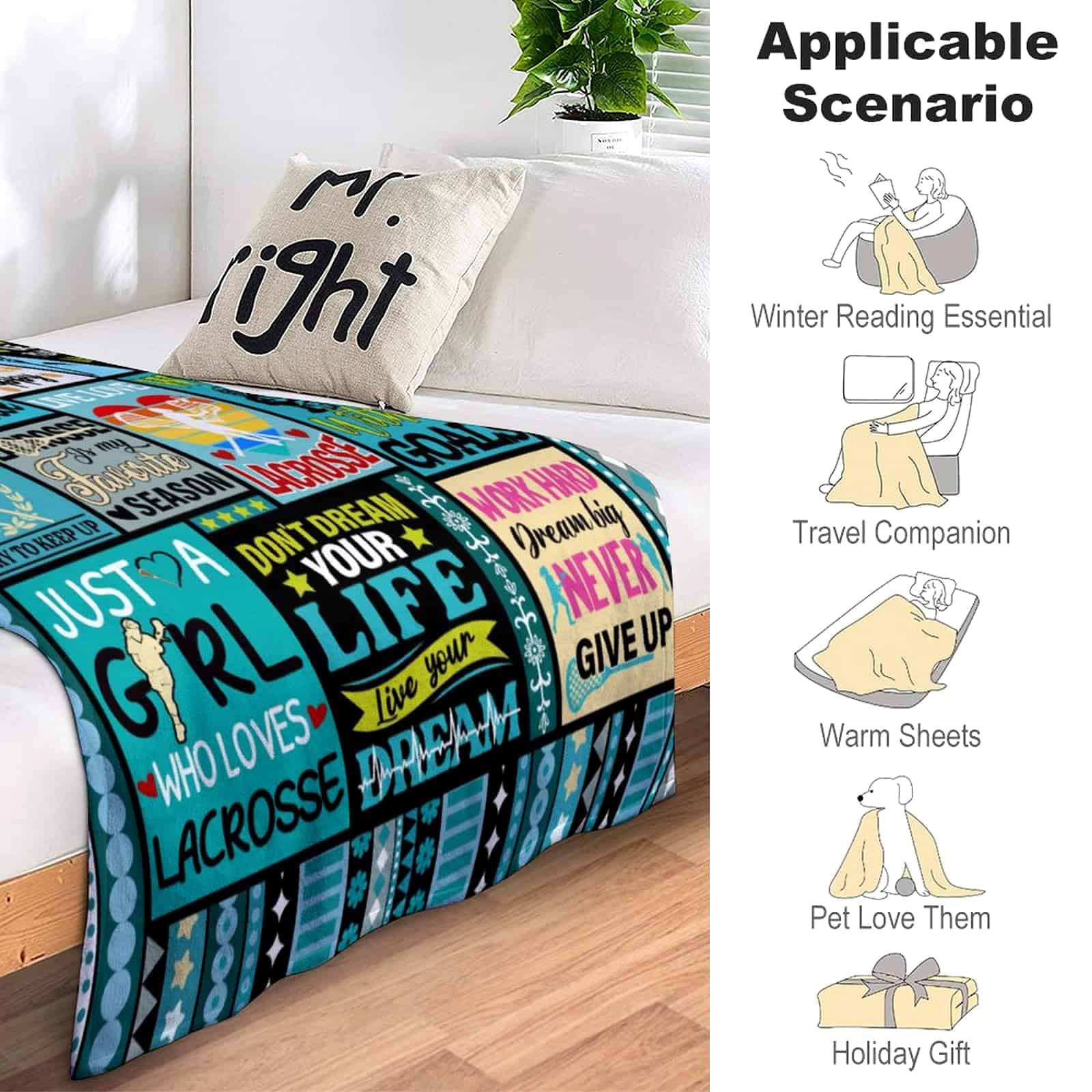 Manta de Lacrosse Ultra Suave en Franela para Adultos Niñas - Imagen 7