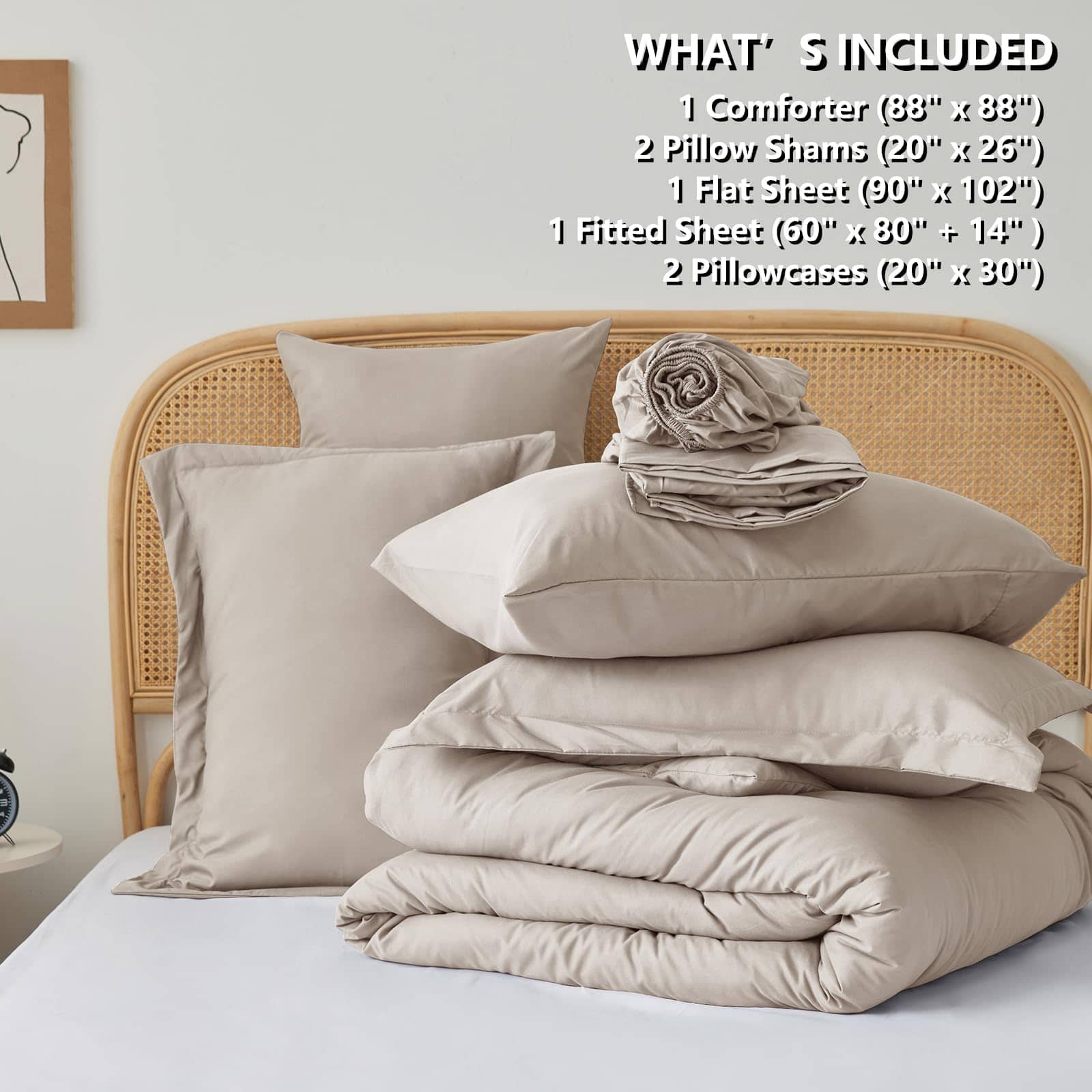 Juego de edredón Queen HIMEET (88"x88"), -Beige - Imagen 5