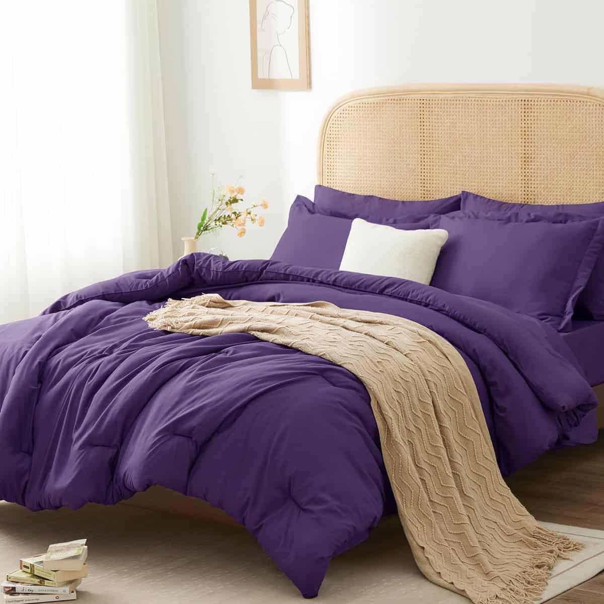 Juego de edredón Queen HIMEET (88"x88"), -Morado