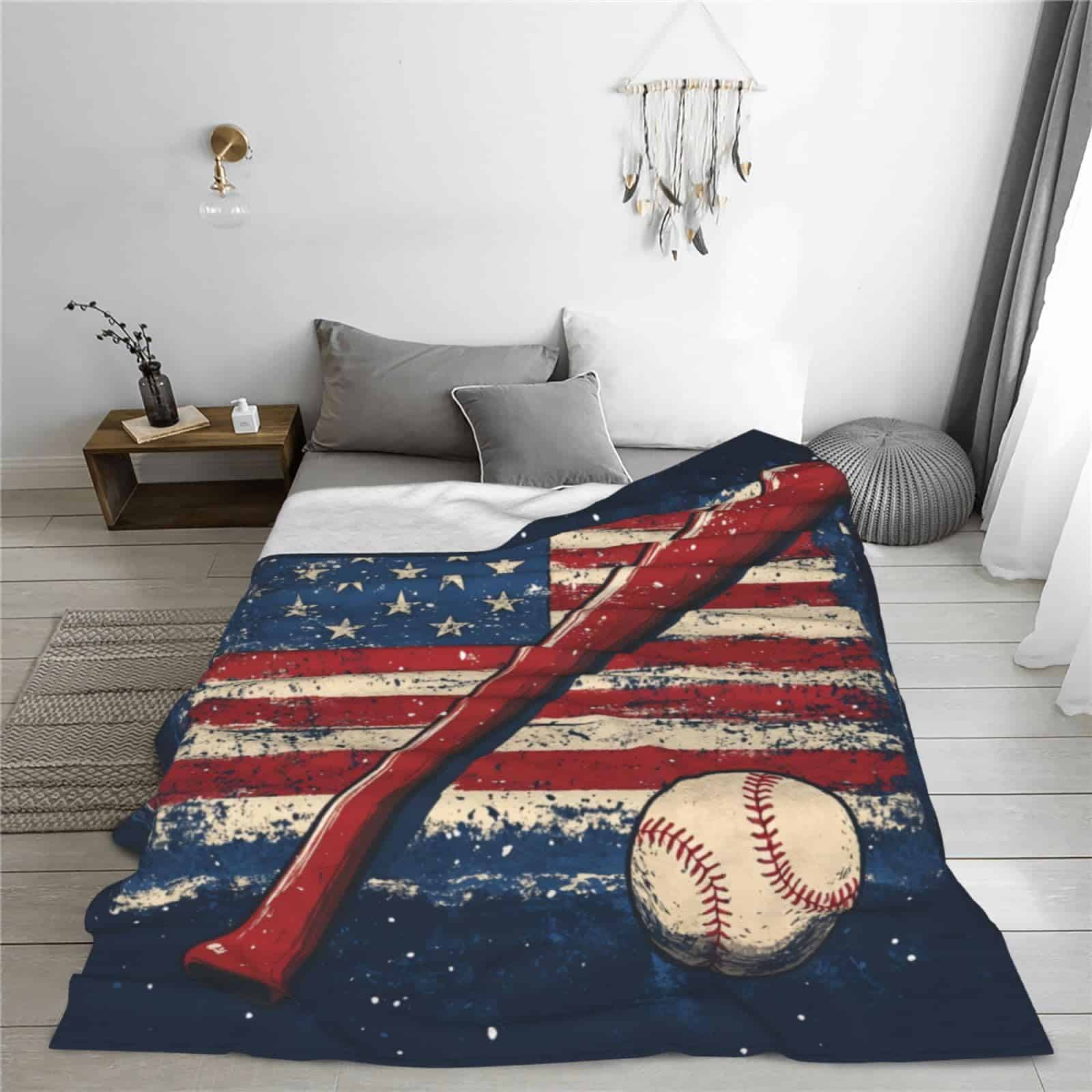 Manta de Banderas de Béisbol Americano Suave y Acogedora - Imagen 4