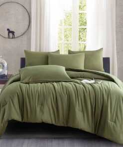 Juego de edredón completo verde BUPIRD 3 piezas Set de