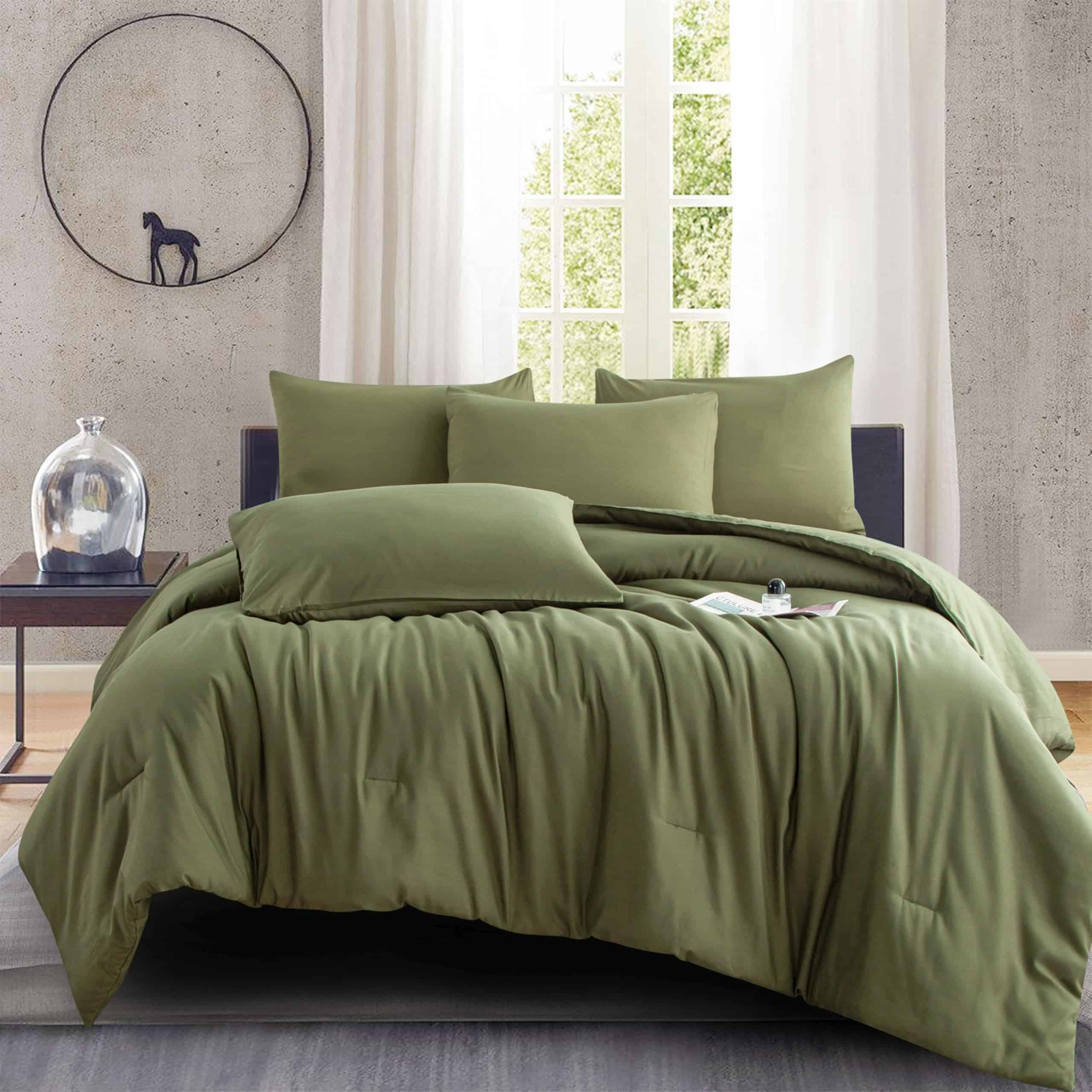 Juego de edredón completo verde BUPIRD 3 piezas Set de