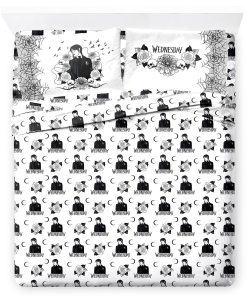 Jay Franco Juego de Sábanas de Reina Wednesday Addams -