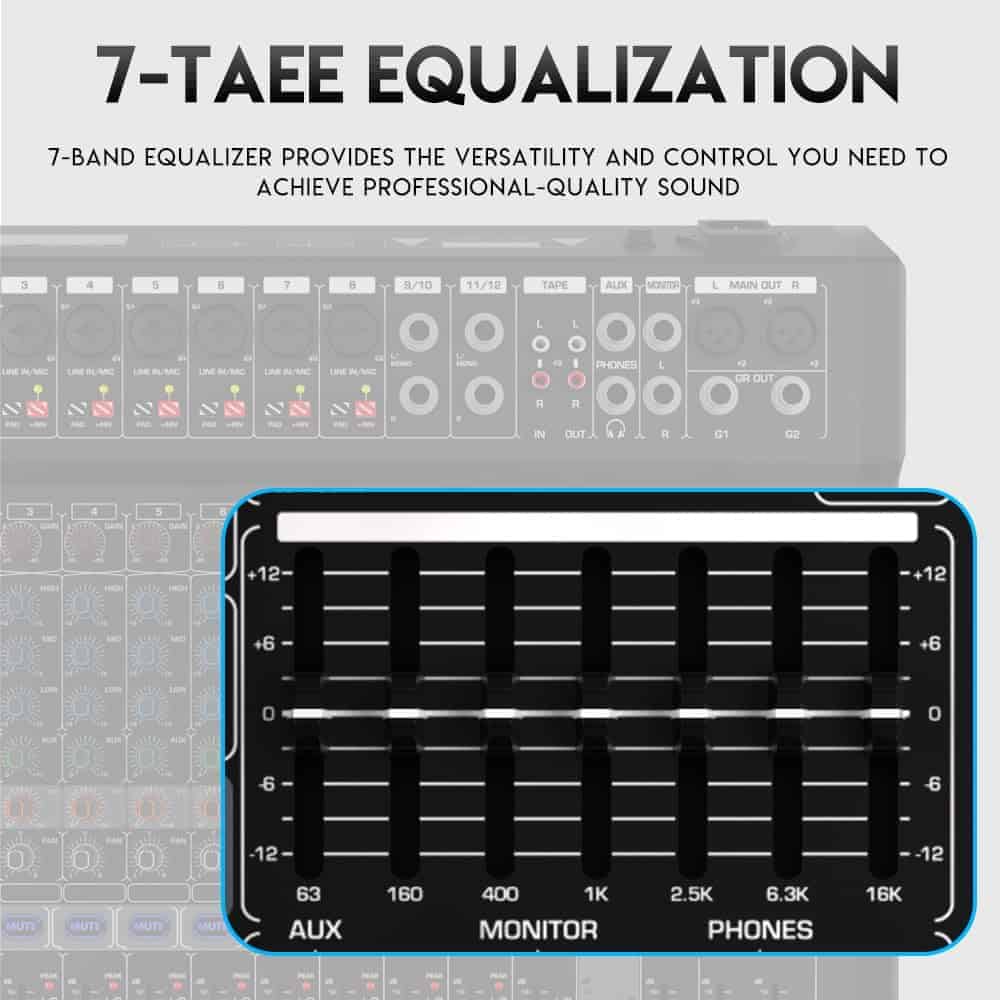 Mesa de mezclas de audio profesional de 12 canales Yamnweo - Imagen 7