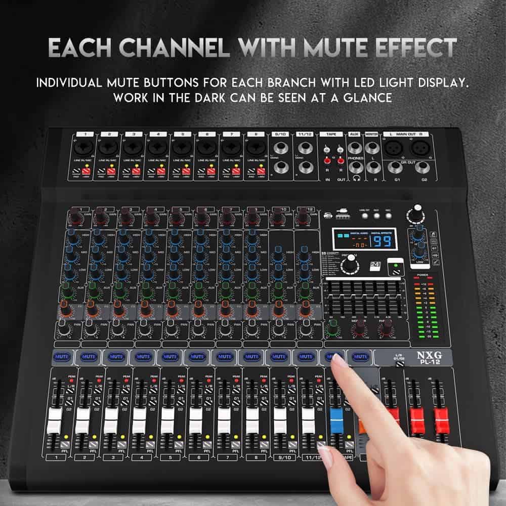 Mesa de mezclas de audio profesional de 12 canales Yamnweo - Imagen 8