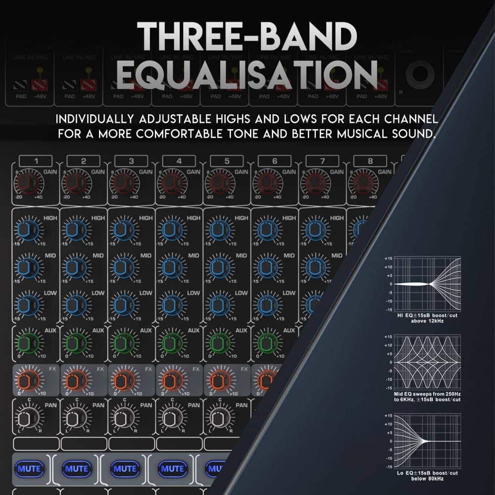 Mesa de mezclas de audio profesional de 12 canales Yamnweo - Imagen 6