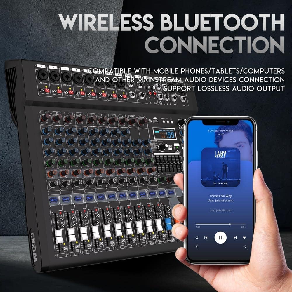 Mesa de mezclas de audio profesional de 12 canales Yamnweo - Imagen 4