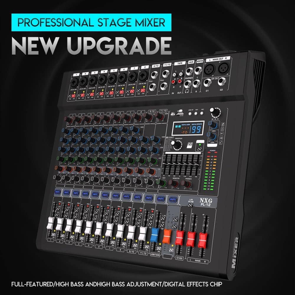 Mesa de mezclas de audio profesional de 12 canales Yamnweo - Imagen 10