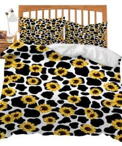 Set de edredón Cow Print Sunflower para cama individual,