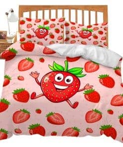 Juego de Cama de Fresa Tamaño Queen Juego de Funda de