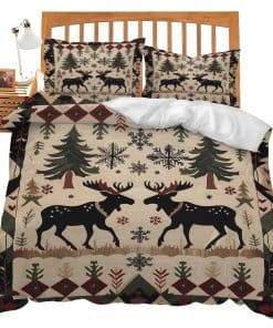 Juego de Ropa de Cama de Alce Cabaña para Cama Individual