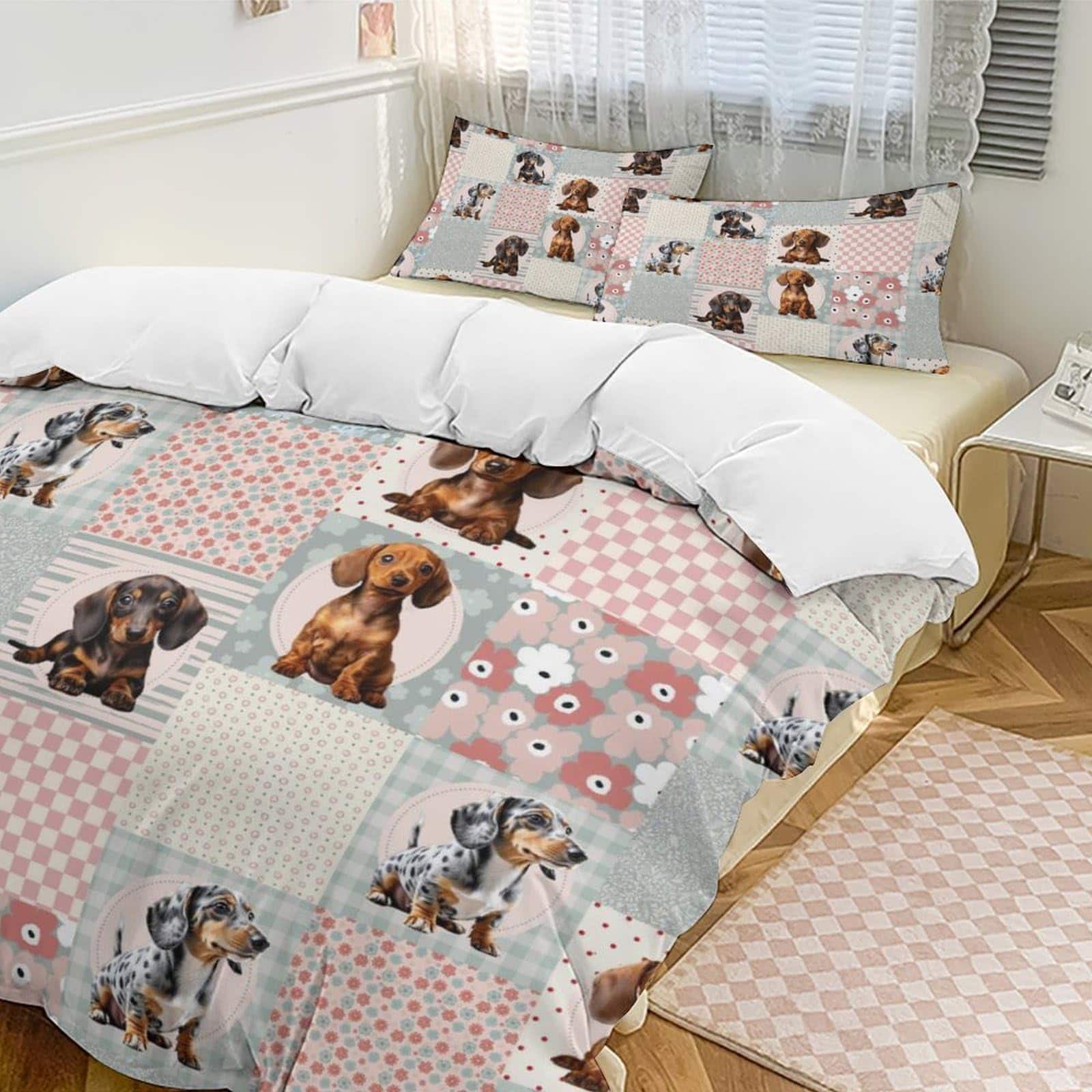 Juego de Cama Dachshund Tamaño Individual Juego de