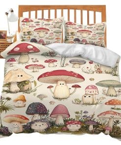 Juego de Ropa de Cama con Diseño de Setas - Set de Edredón
