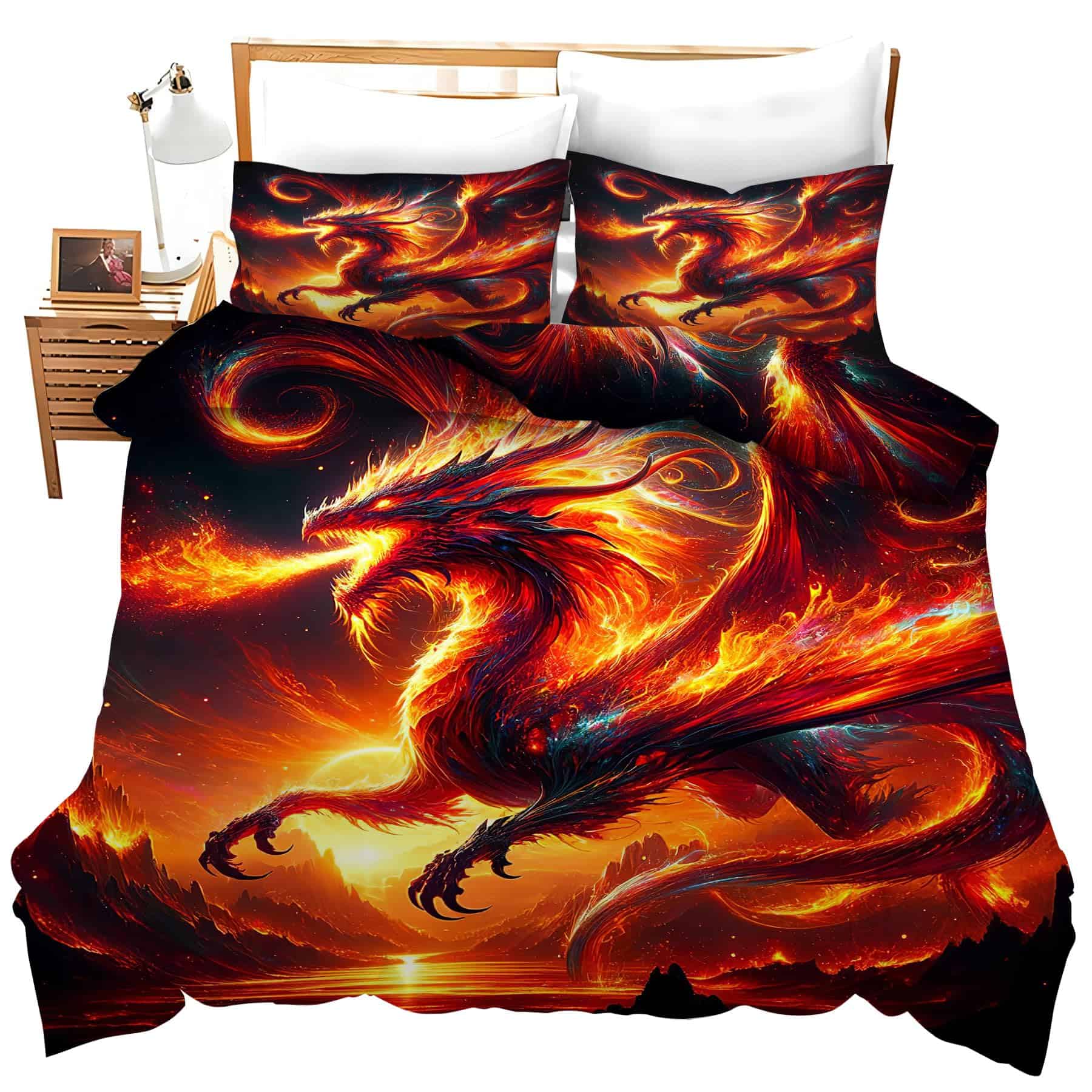 Juego de Edredón de Dragón Nanen Decoración de Dragón de