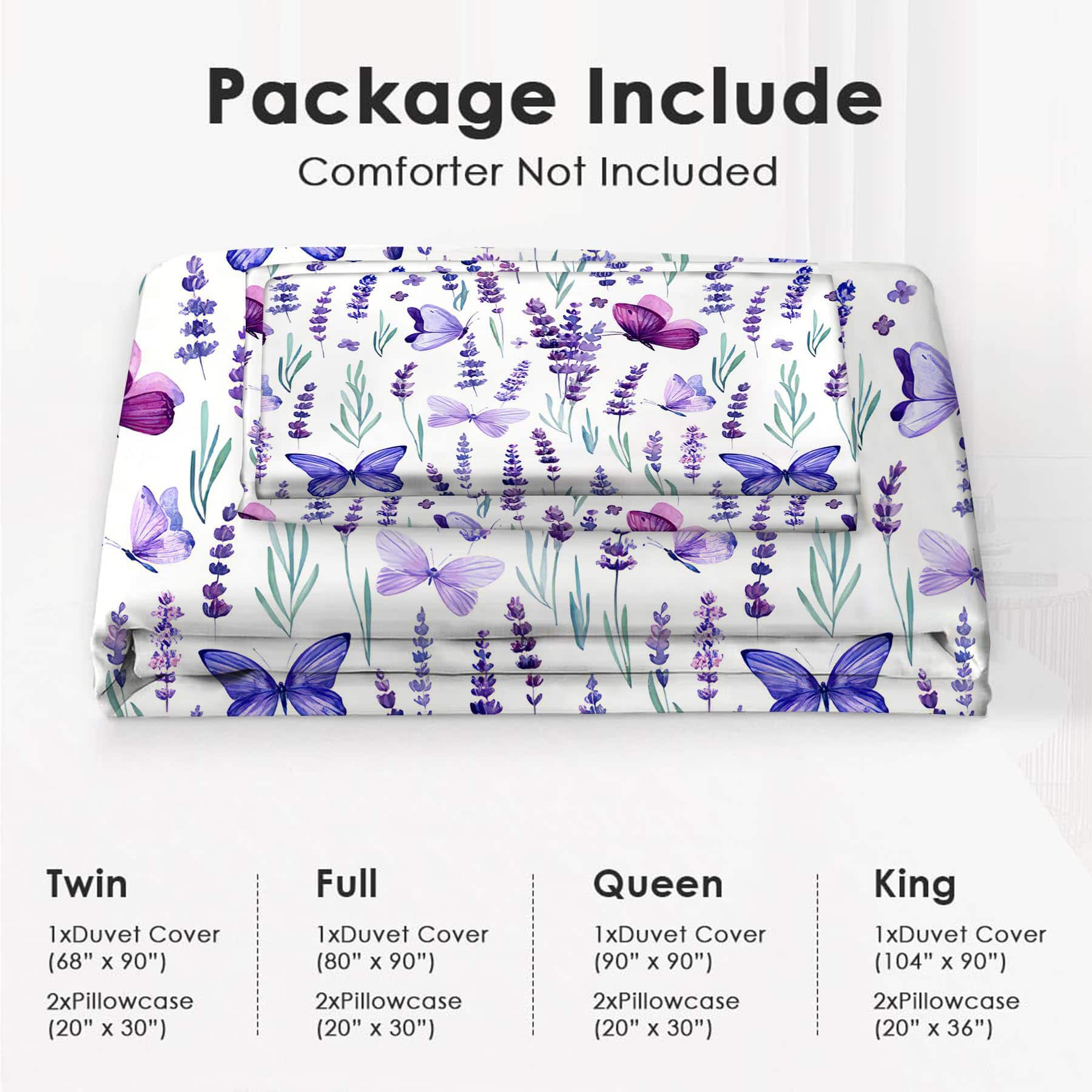 Juego de edredón de mariposa de lavanda nanen Conjunto de - Imagen 7