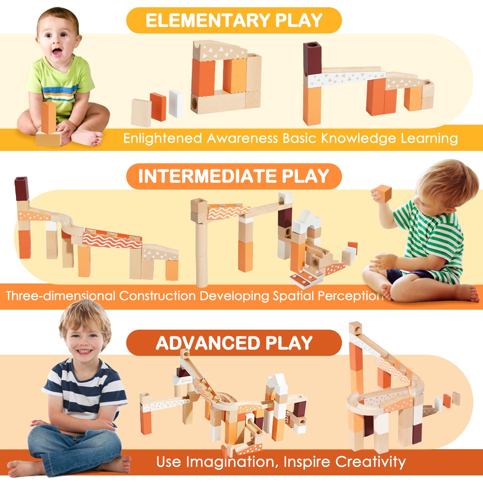 Bloques de Mármol de Madera para Niños de 4-8 años, 80 - Imagen 5