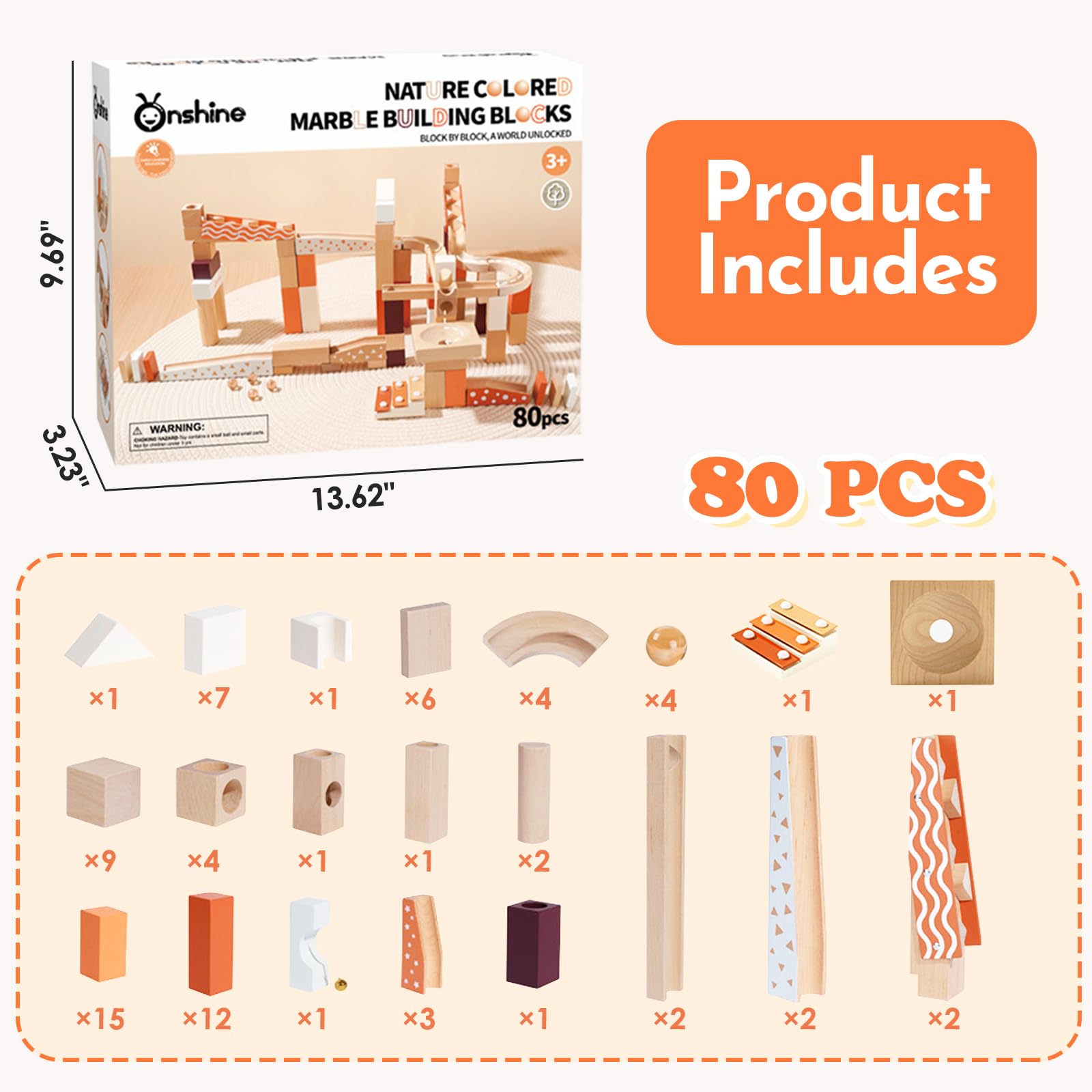 Bloques de Mármol de Madera para Niños de 4-8 años, 80 - Imagen 8
