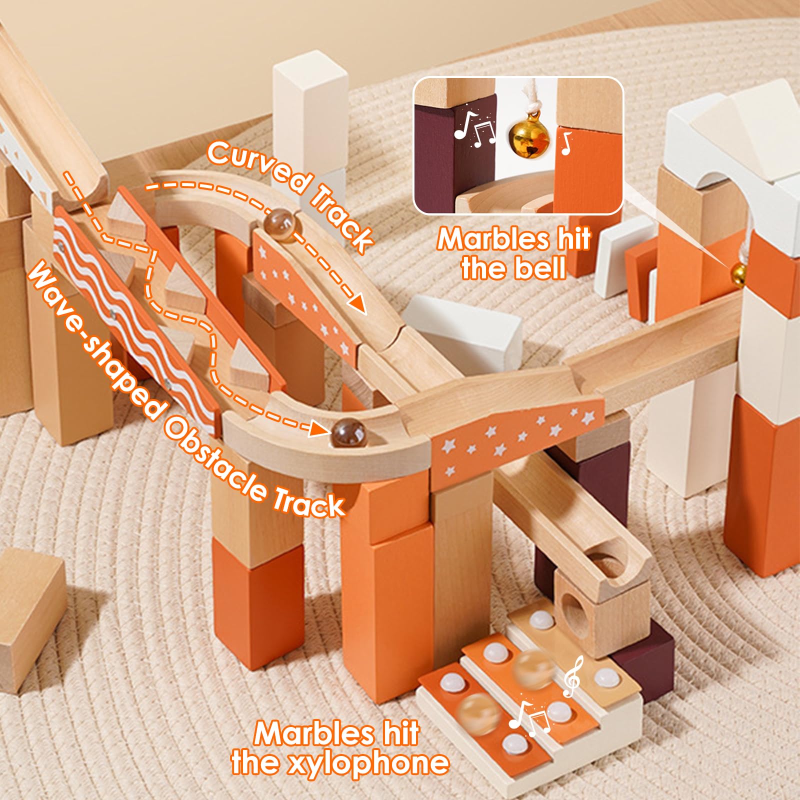 Bloques de Mármol de Madera para Niños de 4-8 años, 80 - Imagen 4