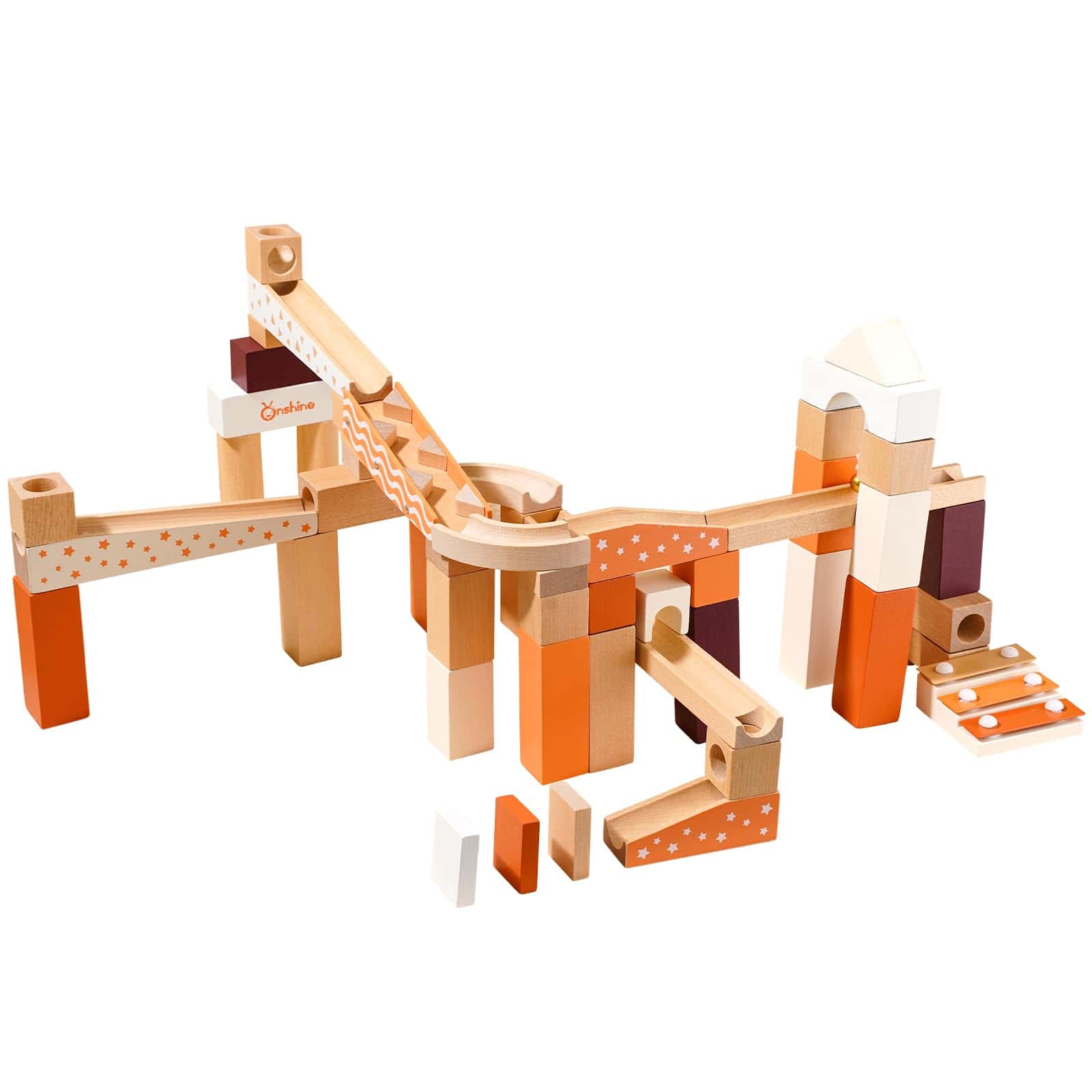 Bloques de Carrera de Canicas de Madera para Niños de 4-8