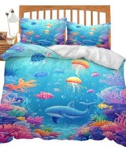 Juego de Ropa de Cama Tema Tortuga Marina Delfín Set de