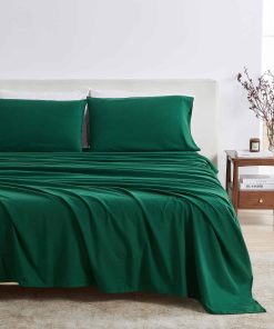 Juego de sábanas de franela tamaño Queen - -Verde abeto