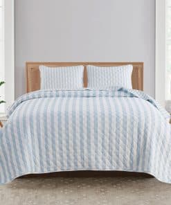 Juego de Colcha Rayas Azules King Size de Market & Place |