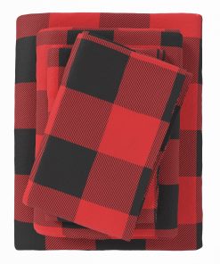 Juego de sábanas de franela Great Bay Home -Rojo/Negro