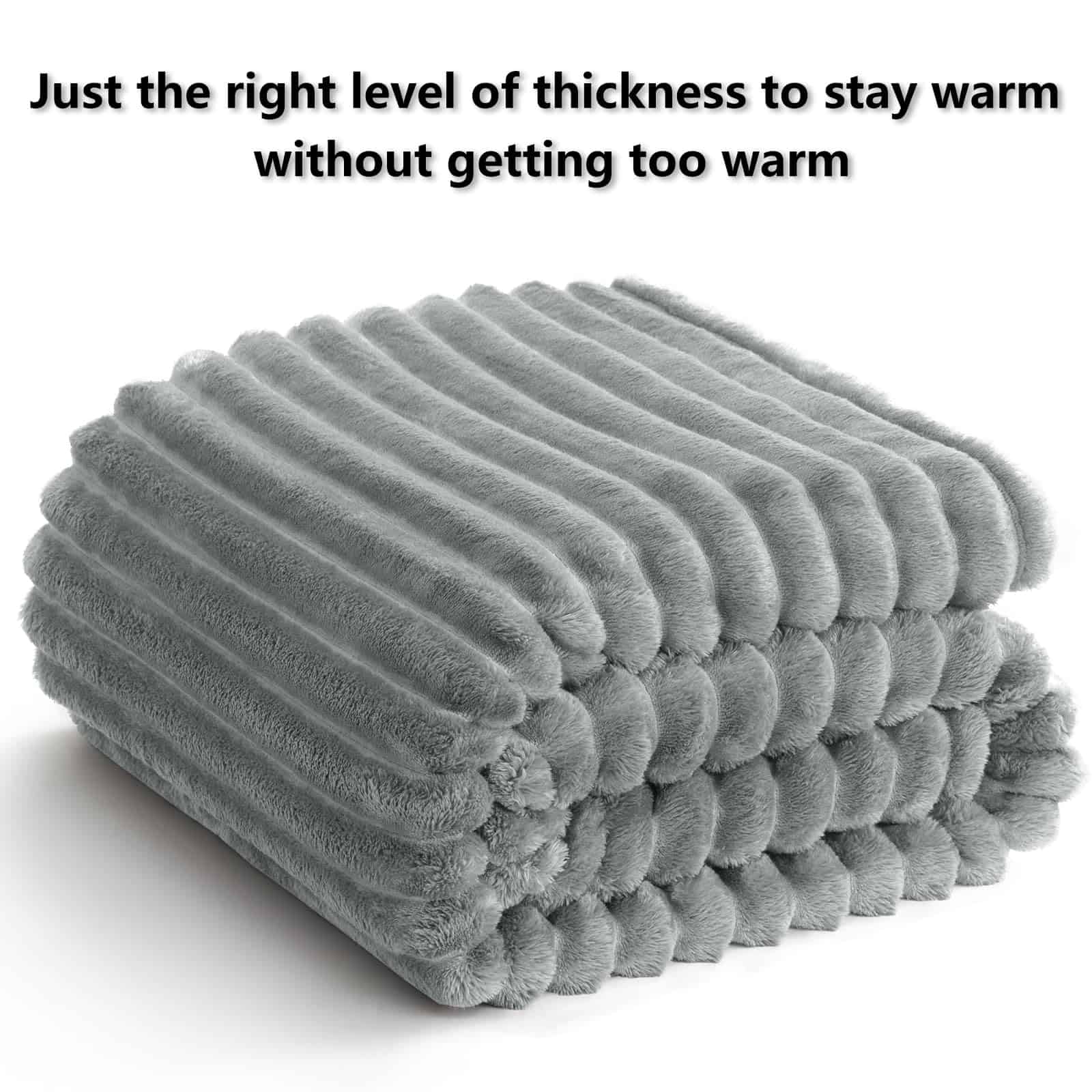 Manta de Lana Gris Claro HIMEET Super Suave para Sofá - Imagen 3